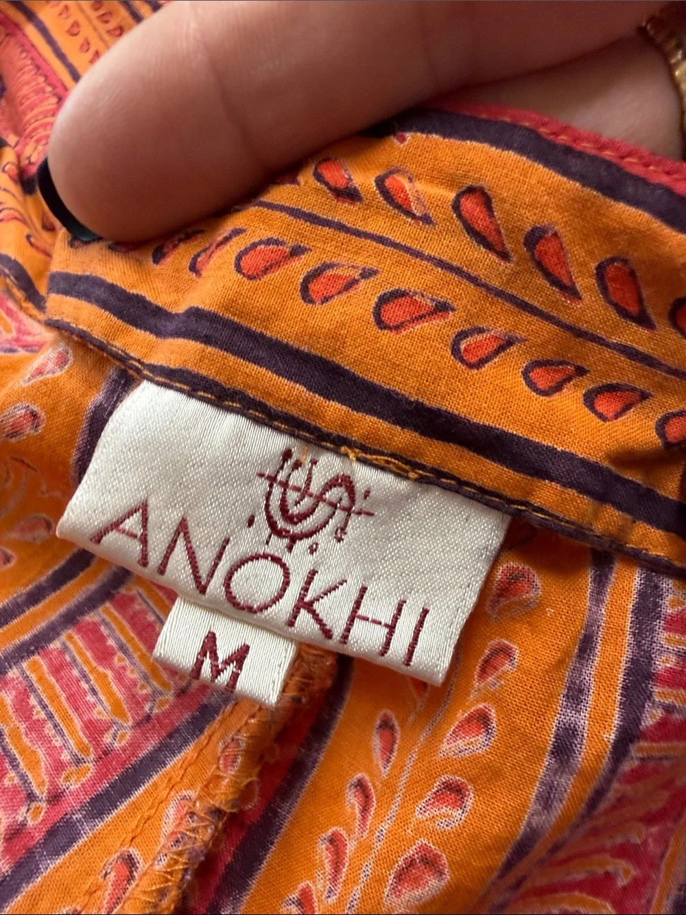Anokhi Colorful 100% Cotton Drawstring Wide Leg Cropped Pant Size M